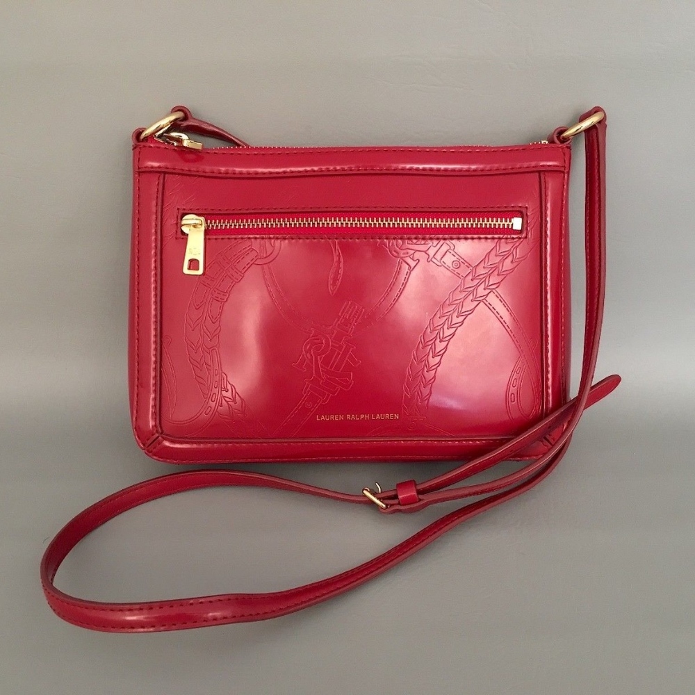 RALPH LAUREN Lipstick Red Leather Cross-body Bag